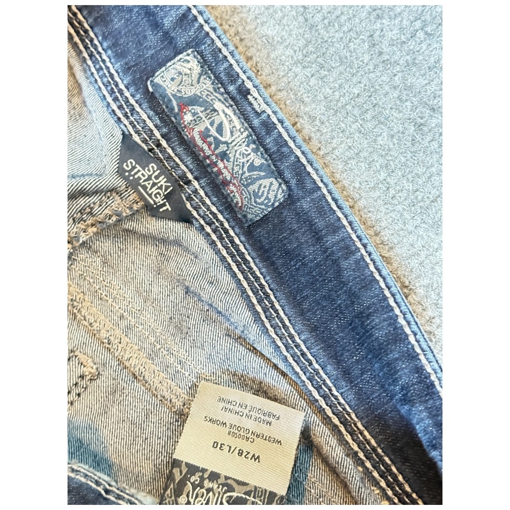 Silver Jeans Womens Size 28x30 Blue Suki Mid Straight Distressed Medium Wash Y2K - Picture 3 of 3